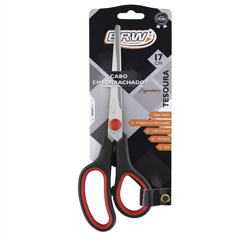 TESOURA 17CM CABO EMBORRACHADO