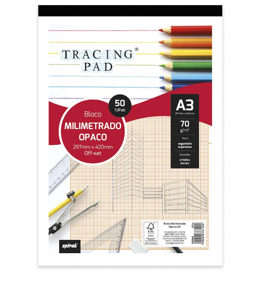 BLOCO MILIMETRADO A3 50 FLS >