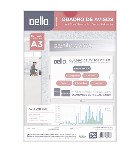 QUADRO DE AVISOS A3 CRISTAL DE