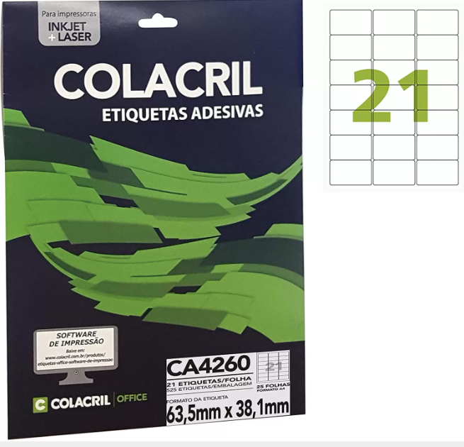ETIQUETA A4260 25FLS 38,1X63,5