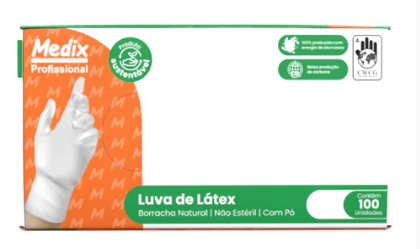 LUVA LATEX BRANCA DESCARTAVEL