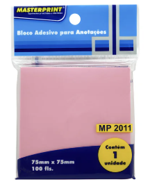 BLOCO ADESIVO 76X76 ROSA 100FL