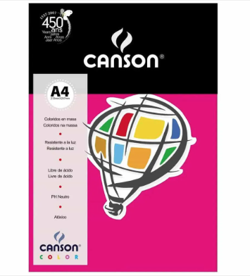 PAPEL A4 CANSON 180GR PINK 50F