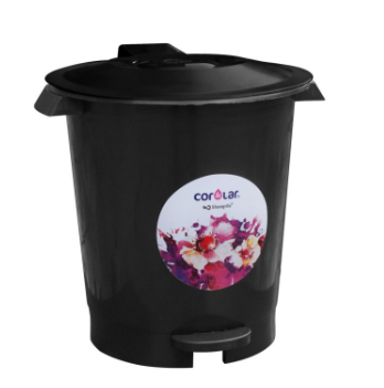 LIXEIRA PRETA C/PEDAL 12LTS